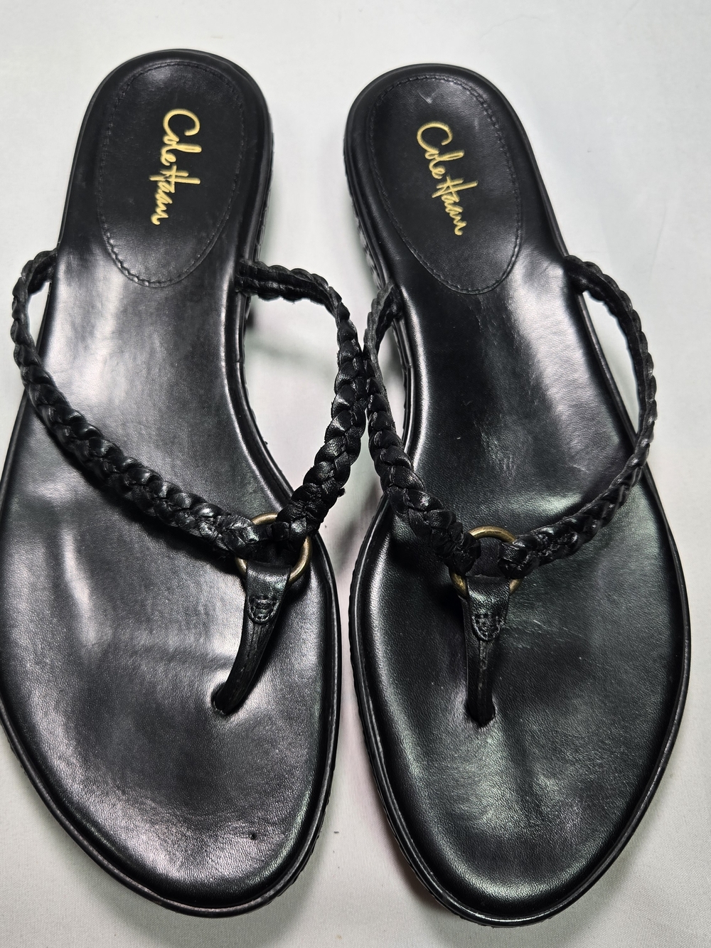 COLE HAAN Haylee Braided Thong Flip Flop Wedge Sandal Size 7.5 Beach Summer Boho
